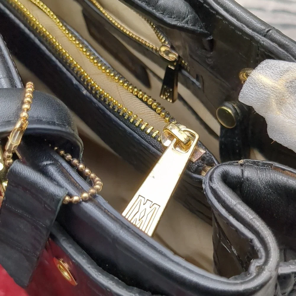 Antonio Melani Black Crocodile-Embossed tote